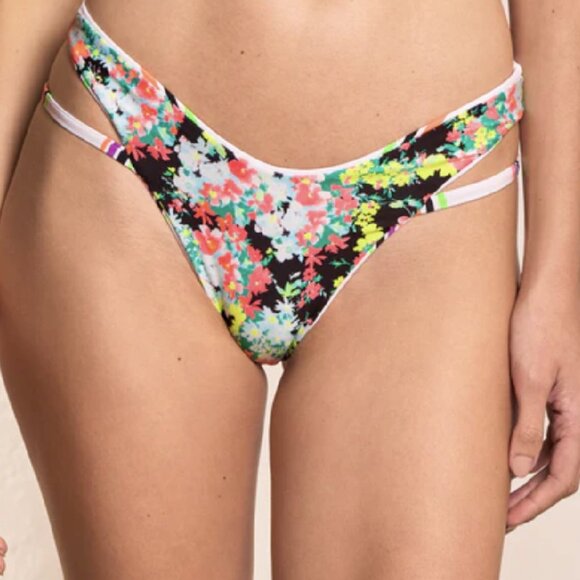 NWT MAAJI Pinstripe Hailey Double Layer Bikini Bottom  size S - Picture 2 of 9